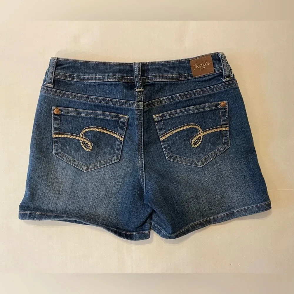 Justice Simply Low Denim Jean Shorts Girls Size 14 S